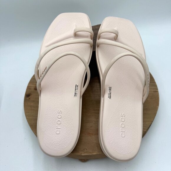 Crocs Women's Miami Toe Loop Sandal size 11 cream sandals as seen on Tik Tok - Picture 3 of 9